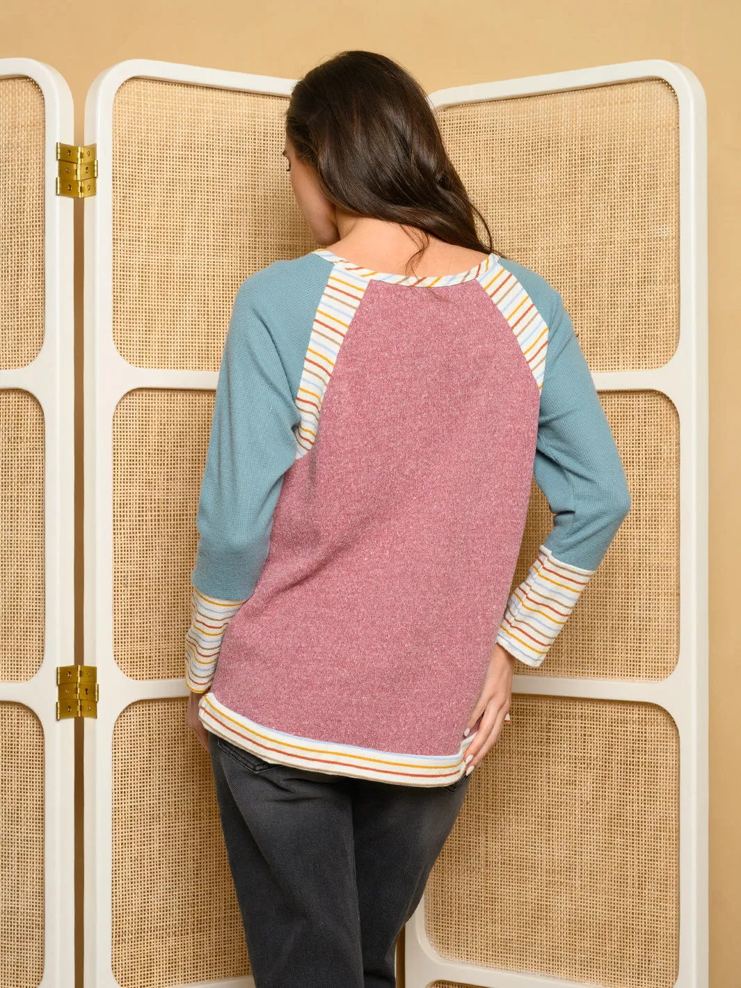 WOMEN'S LONG SLEEVE MULTI COLOR TOP