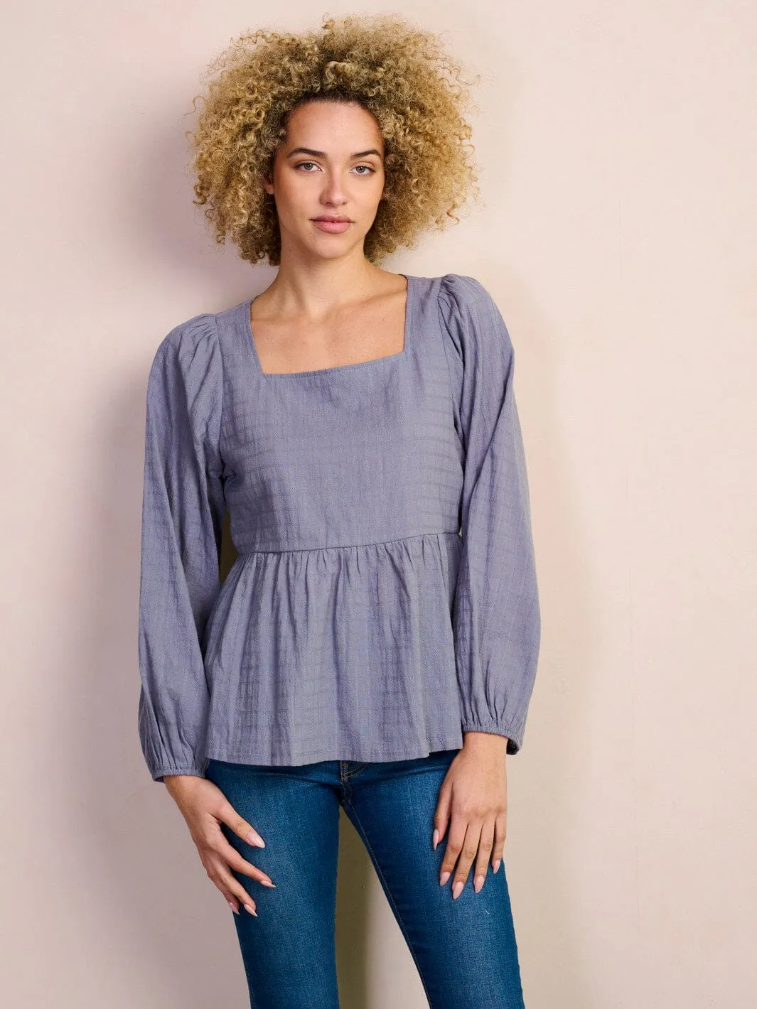 WOMEN'S LONG SLEEVE SQUARE NECK BLOUSE TOP
