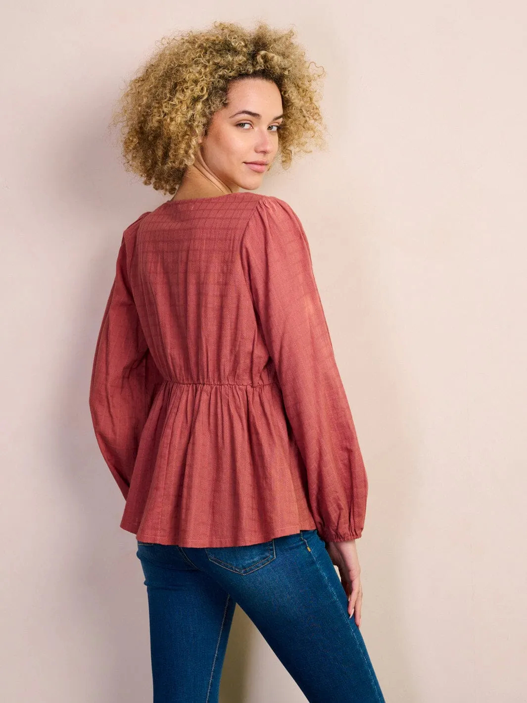 WOMEN'S LONG SLEEVE SQUARE NECK BLOUSE TOP