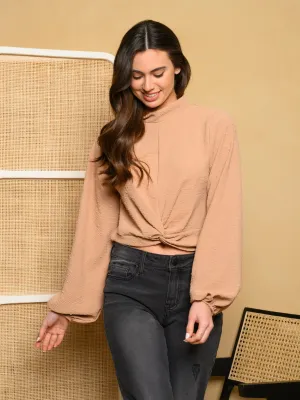 WOMEN'S LONG SLEEVE SWISS DOT TOP