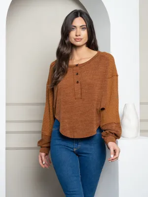 WOMEN'S LONG SLEEVE TEXTURED KNIT TOP