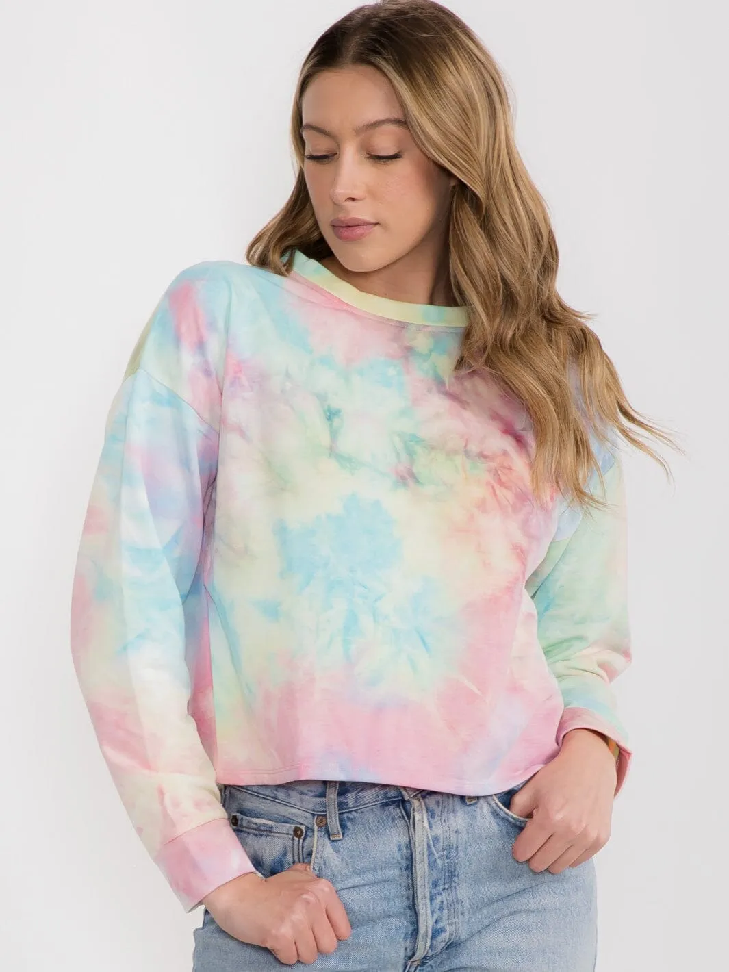 WOMEN'S LONG SLEEVE TIE DYE TOP