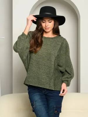 WOMEN'S PUFF LONG SLEEVE KNIT TOP