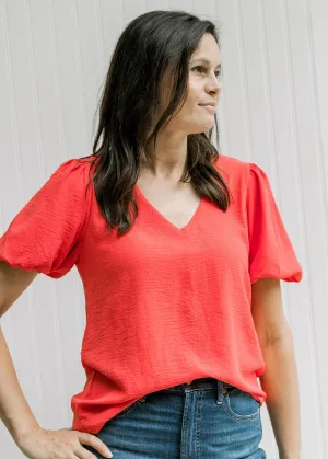 X Coral Bubble Sleeve Top