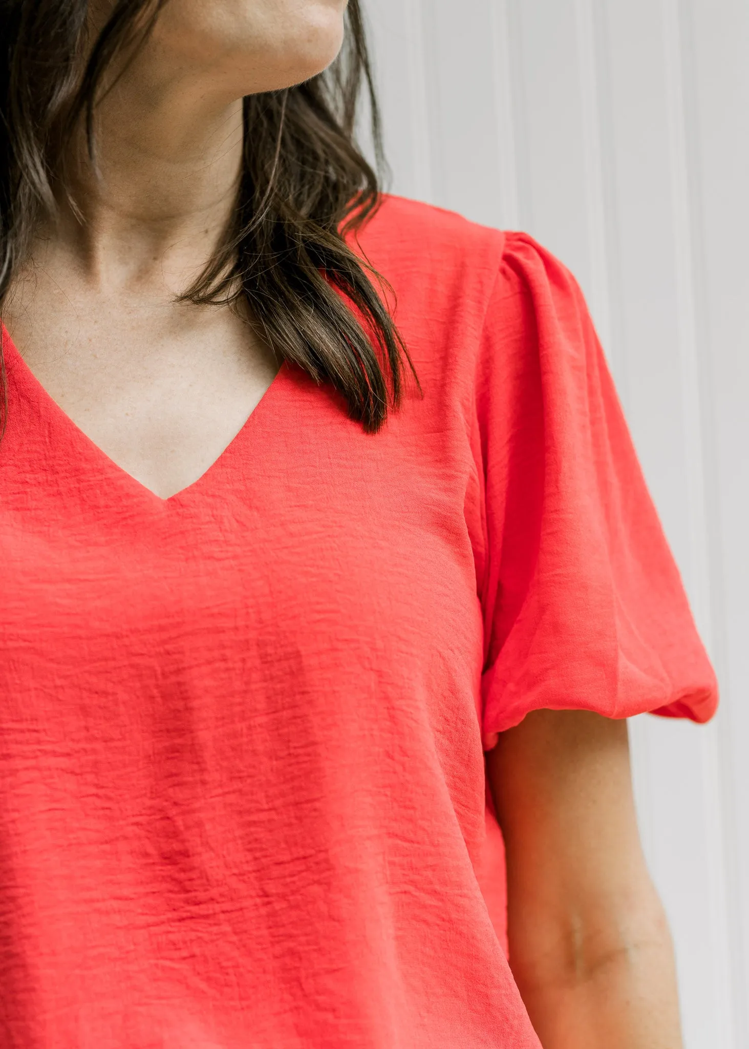 X Coral Bubble Sleeve Top