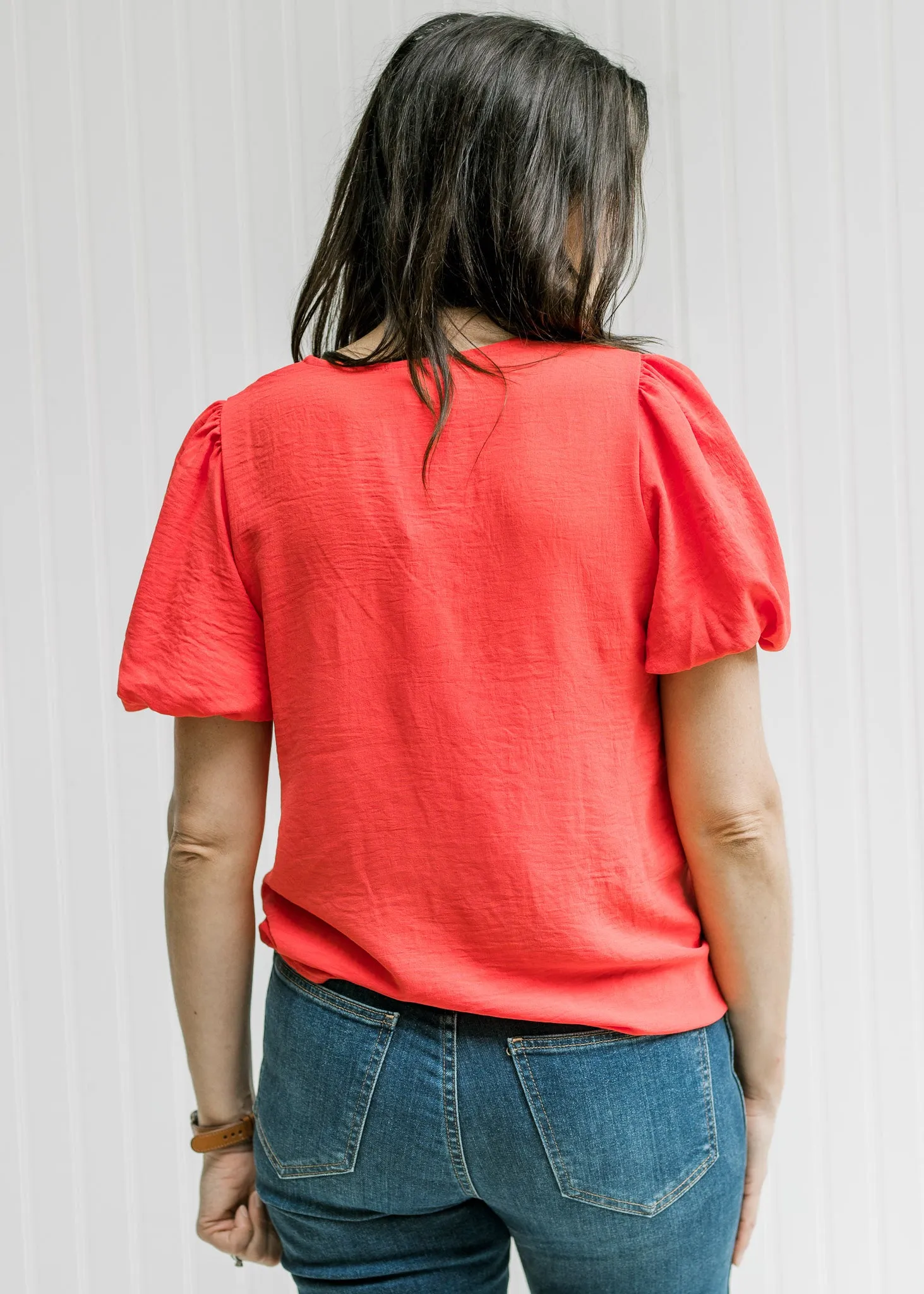 X Coral Bubble Sleeve Top